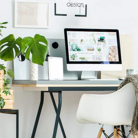 light therapy lamp at desk